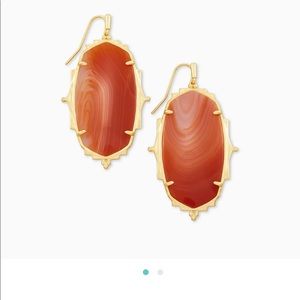 Baroque Ella Gold Drop Earrings In Orange Banded Agate